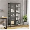 vidaXL Buffet haut noir 85x40x180 cm verre et acier