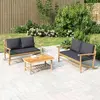 vidaXL Salon de jardin 3 pcs avec coussins gris foncé bambou
