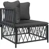 vidaXL Canapé d'angle de jardin avec coussins anthracite tissu tissé