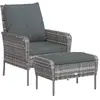 vidaXL Chaise de jardin avec tabouret gris résine tressée