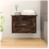 vidaXL Table de chevet murale chêne fumé 41,5x36x28 cm