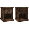 vidaXL Tables de chevet 2 pcs chêne fumé 39x39x47,5 cm bois ingénierie