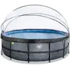 Piscine hors sol ronde noire 488x122cm + dôme et pompe à chaleur Exit
