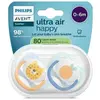 Avent Sucette Ultra Air jour 0-6M Mix coloris aléatoires sans BPA x2