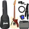 Fazley Sunset Series Tortoise Olympic White pack débutant guitare élec...
