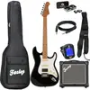 Fazley Sunset Series Dawn HSS Black pack débutant guitare électrique