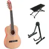 LaPaz C30N guitare classique format 3/4 natural + stand + repose-pied
