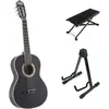 LaPaz C30BK guitare classique format 3/4 noire + stand + repose-pied