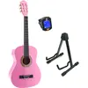 LaPaz 002 PI guitare classique format 3/4 rose + stand + accordeur