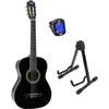 LaPaz 002 BK guitare classique format 3/4 noire + stand + accordeur