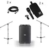 JBL EON ONE Compact + 2 micros Electro-Voice ND76, pieds et câbles