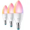 WiZ lampe LED E14 intelligente en pack de 3-40W, avec 16 millions de couleurs + nuances de blanc, WLAN/Bluetooth, commande vocale/app, fonctionne avec Google Home, Alexa et HomeKit