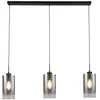 Freelight Suspension Ventotto, noir/fumée, longueur 105 cm, à 3 lampes.