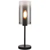 Freelight Lampe de table Ventotto, noir/fumée, hauteur 57 cm, métal/verre
