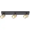 Freelight Spot pour plafond Razza, noir/or, longueur 61 cm, à 3 lampes.