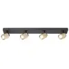 Freelight Spot pour plafond Razza, noir/or, longueur 82 cm, à 4 lampes.