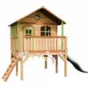 AXI Maisonnette enfant avec toboggan gris, Bois FSC, marron/vert
