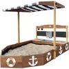 AXI Bac à sable Bateau, dinette, bois FSC, anthracite/brun,160x100x cm