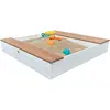 AXI Bac à sable avec banc, rangement & couvercle, en bois FSC, blanc/brun