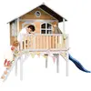 Axi sophie maisonnette en bois enfant avec toboggan bleu