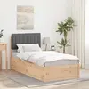 vidaXL Cadre de lit avec tête de lit rembourrée Gris foncé 90 x 190 cm