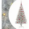 Vidaxl sapin avec 150 led avec support argent 120 cm pet