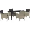 vidaXL Salon de jardin avec coussins 5 pcs gris clair Poly rotin
