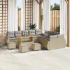 vidaXL Ensemble de canapés de jardin 14 pcs Beige Poly-Rattan