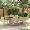 vidaXL ensemble de jardin de 9 pièces  en poly rotin beige