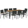 vidaXL Ensemble de salle à manger pour jardin 9 pcs Noir polyrotin