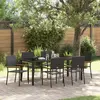 vidaXL Ensemble de salle à manger pour jardin 7 pcs Noir polyrotin