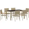 vidaXL Ensemble de salle à manger pour jardin 7 pcs Beige polyrotin