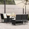 vidaXL Salon de jardin 3 pcs avec coussins noir résine tressée