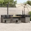 vidaXL Salon de jardin 4 pcs avec coussins forme L gris résine tressée