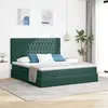 vidaXL Lit coffre avec matelas Vert foncé 200 x 200 cm Velours