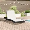 Vidaxl chaise longue noir poly rattan et textilène