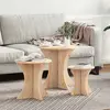 vidaXL Table basse 3 pcs Naturel 46 x 46 x 47 cm Bois de pin massif