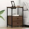vidaXL Table de nuit avec station de chargement Chêne marron