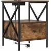 vidaXL Cabinet de chevet avec tiroir Chêne fumé 41.5 x 40.5 x 55 cm