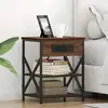 vidaXL Table de nuit avec station de chargement Chêne marron