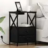 vidaXL Table de nuit avec station de chargement 2 pcs Chêne noir