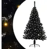 vidaXL Vidaxl Sapin De Noël Artificiel Pré-Éclairé Noir 150 Cm Pvc