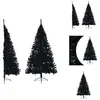 vidaXL Semi-sapin de Noël artificiel avec support Noir 180 cm PVC - Sa...