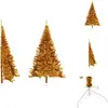 vidaXL Semi-sapin de Noël artificiel avec support Or 240 cm PET - Sapi...