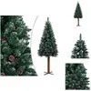vidaXL Sapin de Noël élancé avec bois véritable et neige Vert 180 cm -...