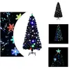 vidaXL Sapin de Noël avec flocons de neige LED Noir 150 cm Fibre optiq...