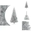 vidaXL Sapin de Noël artificiel avec support Argent 210 cm PET - Sapin...