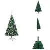 vidaXL Semi-sapin de Noël artificiel éclairage boules vert 120 cm - Sa...