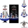 vidaXL Sapin de Noël avec neige et pied parapluie bleu 170 cm PVC - Sa...