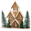Home Styling - Figurine en bois de sapin avec led Maison, 30 cm